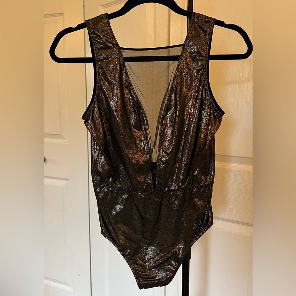 Victoria’s Secret black, metallic bodysuit, size medium